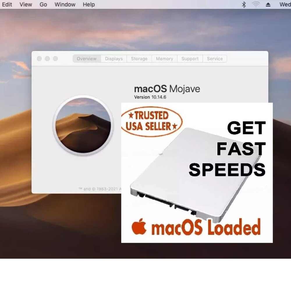 Mac OS Mojave 10.14.6 Preinstalled 128GB 2.5" SSD | For MacBook, iMac, Mac Pro